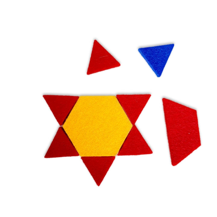 Bunte Dreiecke und Sechsecke